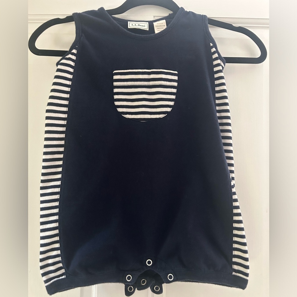 L.L Bean Navy & white stripe sleeveless onesie bodysuit size 3T